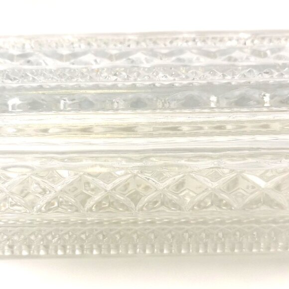 Vtg Anchor Hocking Wexford Clear Glass Butter Dish 1lb Size Diamond Cut 1970s US - Picture 2 of 7